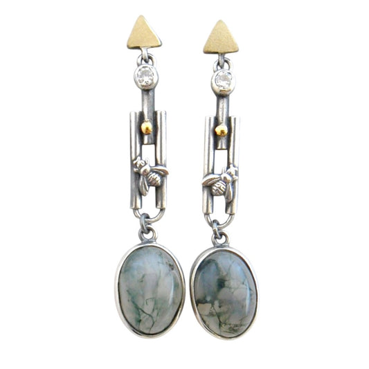 Earrings - Bees Knees Moss Agate
