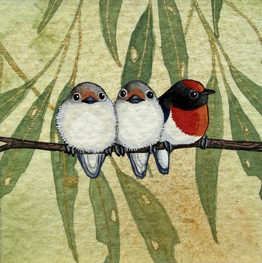 Three Red Capped Robins - Forest Green 2026