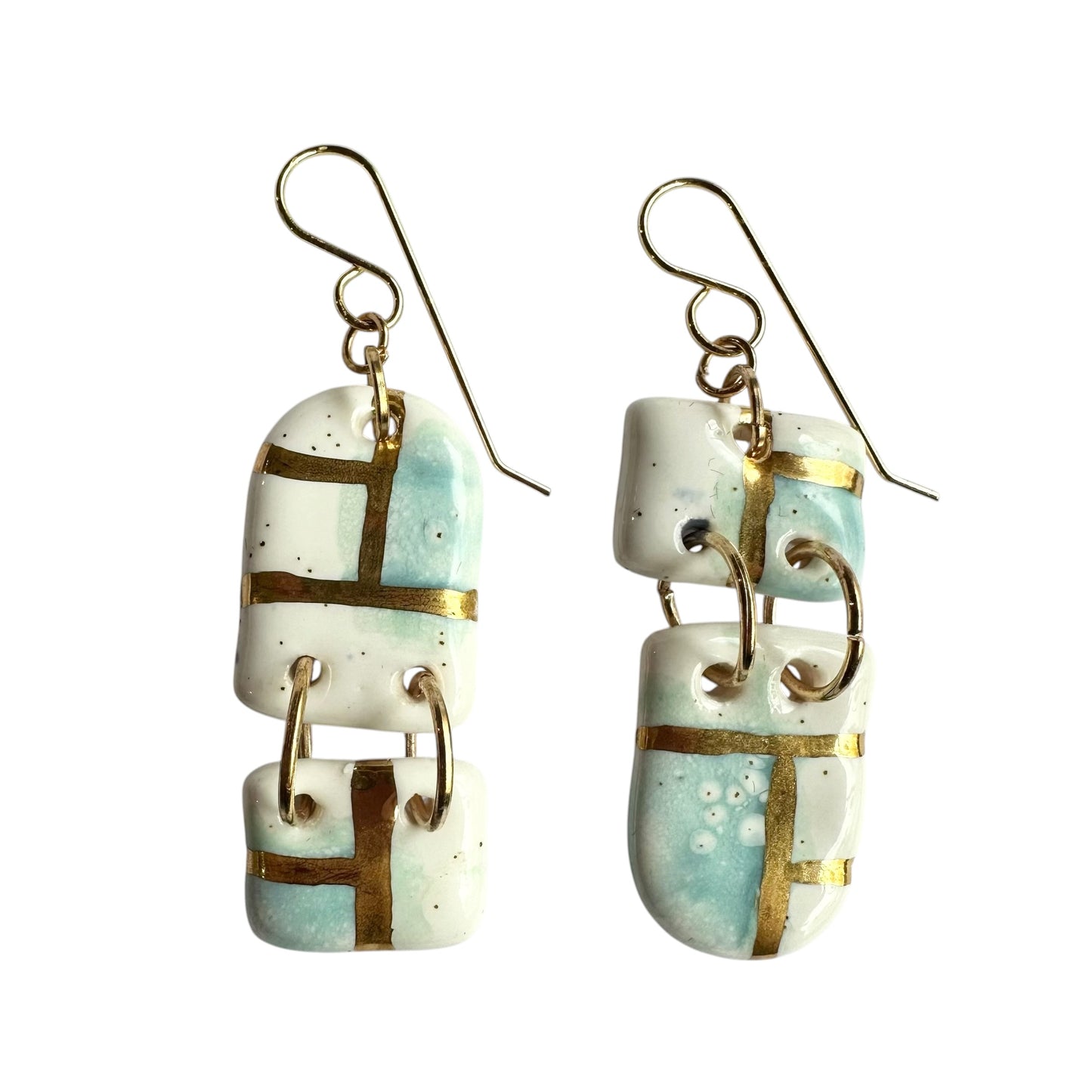 Earrings - Handmade Porcelain Asymmetric  Rectangles