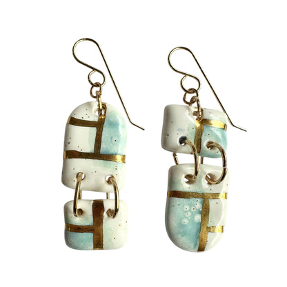 Earrings - Handmade Porcelain Asymmetric  Rectangles