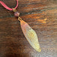 Winged Coppered Cicada on Pink Suede Lace, includes Ceramic Case