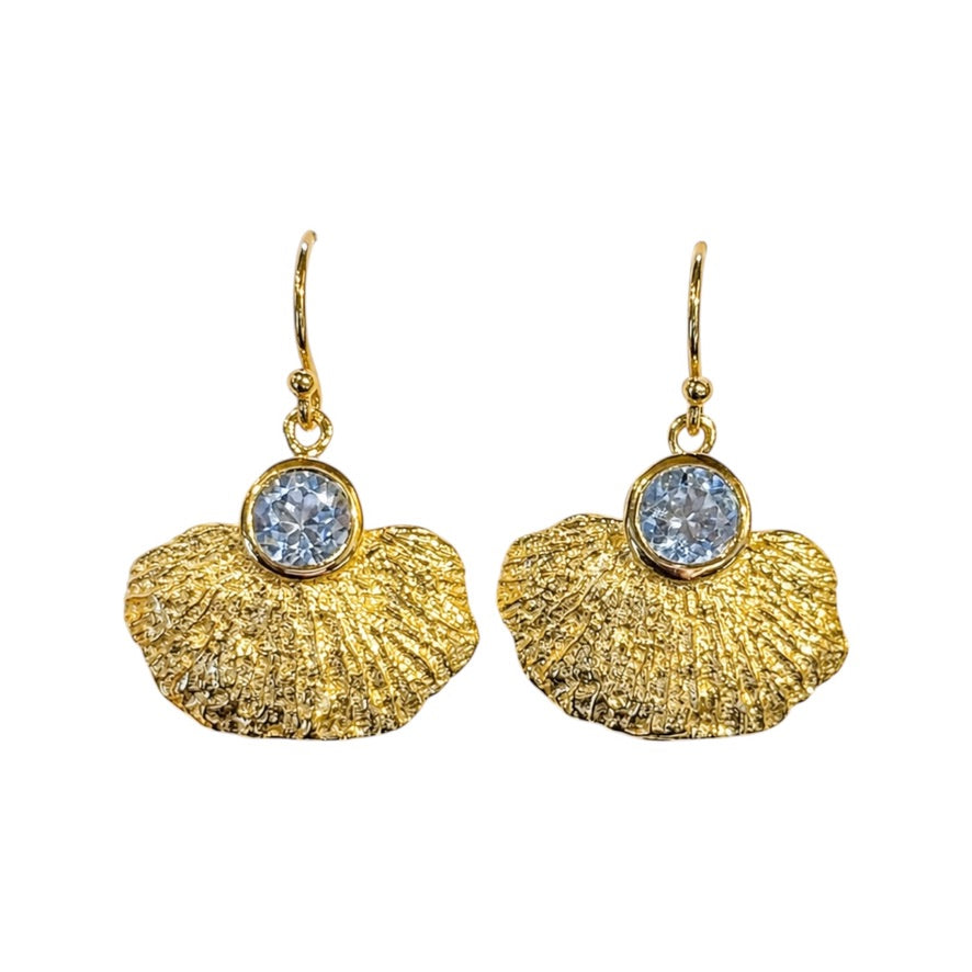 Earrings - Coral Garden Yellow Gold with Blue Topaz
