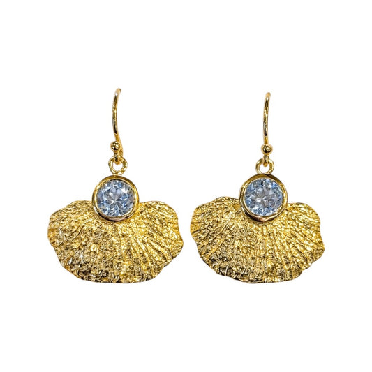 Earrings - Coral Garden Yellow Gold with Blue Topaz