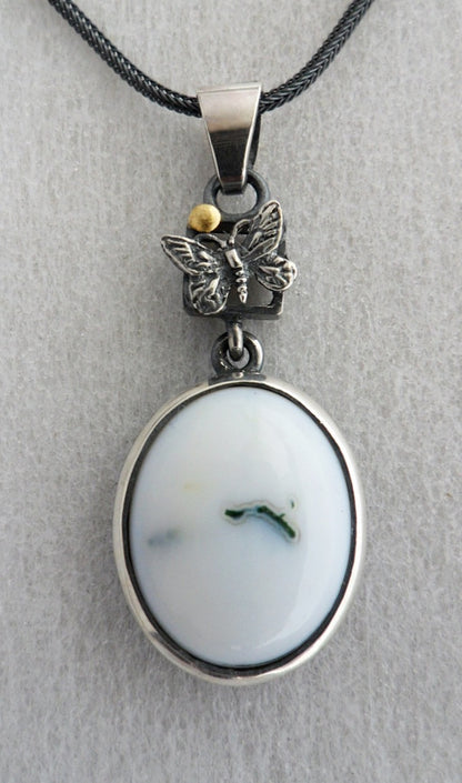 Pendant - 'Flutter By' Moss Agate