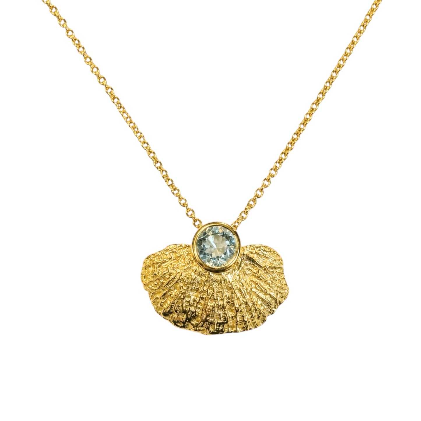 Necklace - Coral Garden Yellow Gold Finish with Blue Topaz