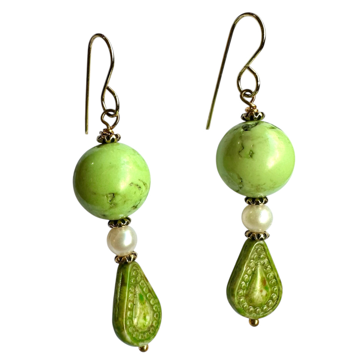 Earrings - Freshwater Pearls, Chex Beads on 18ct Gold Filled Findings