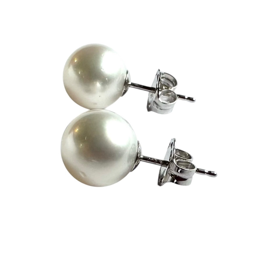 Earrings - Australian South Sea Pearl 9-10 mm 9Kt White Gold Stud