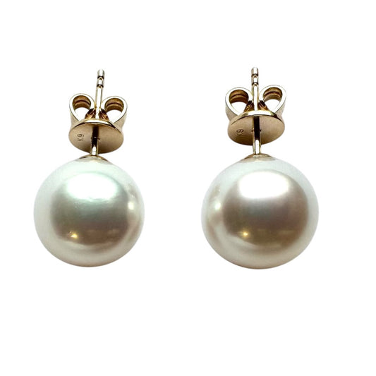 Earrings - Australian South Sea Pearl 10-11 mm  9Kt Yellow Gold Stud