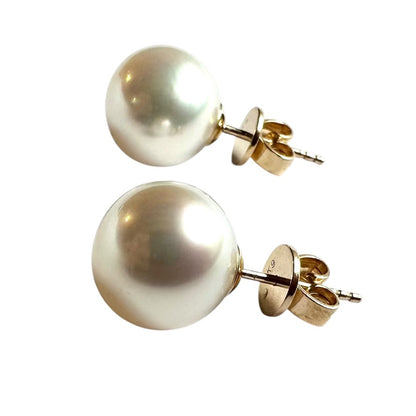 Earrings - Australian South Sea Pearl 10-11 mm  9Kt Yellow Gold Stud