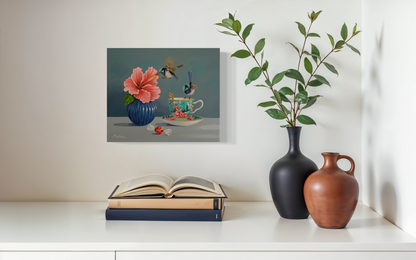 Hibiscus & Two Wrens