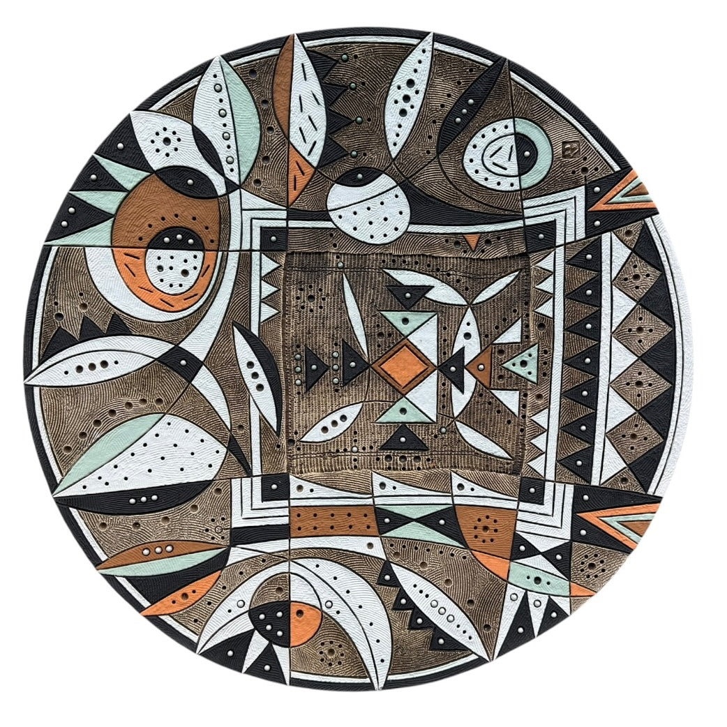 Extra Large Round Platter - Orange Soft Green