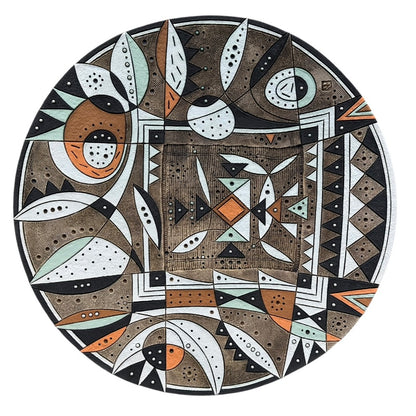 Extra Large Round Platter - Orange Soft Green