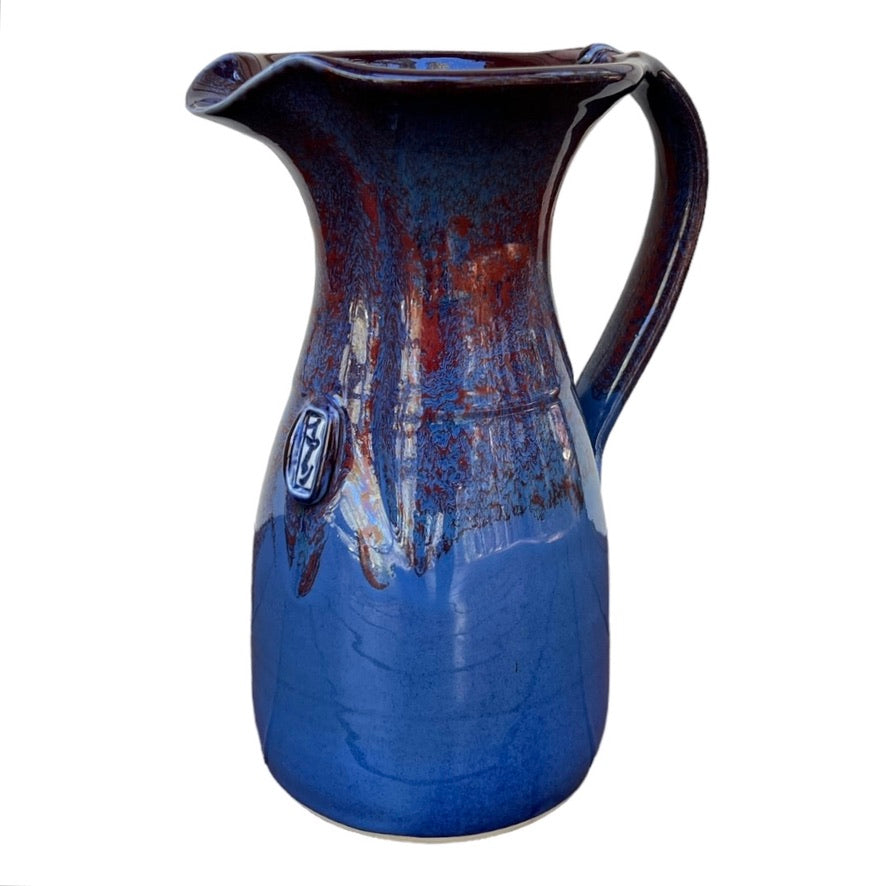 Water Jug - Blue with Copper Red