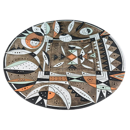 Extra Large Round Platter - Orange Soft Green