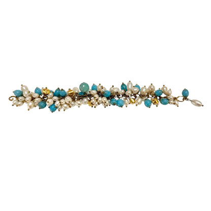 Bracelet - Freshwater Pearls and Blue Java Glass
