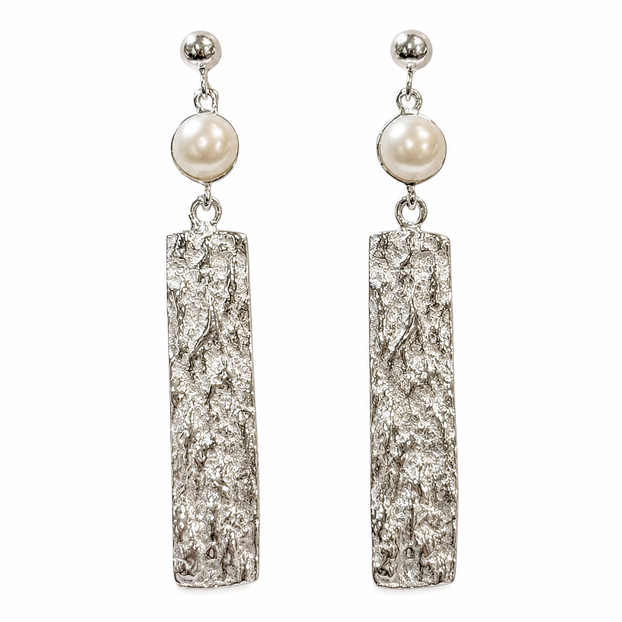 Earrings - Ocean Bed Drop, Silver with Fresh Water Pearls