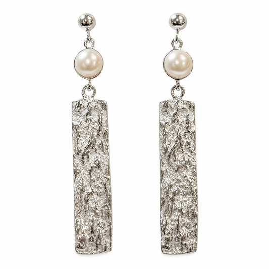 Earrings - Ocean Bed Drop, Silver with Fresh Water Pearls