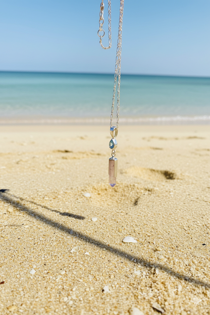 Pendant and Chain - Pink Tourmaline (Rubellite) and Topaz