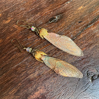 Winged Earrings with Purple Bead