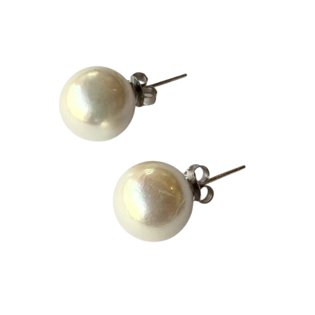 Earrings - Fresh Water Pearl Studs, Sterling Silver