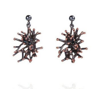 Earrings - Anemone Rhodium Short Drop with Rose Gold Accents