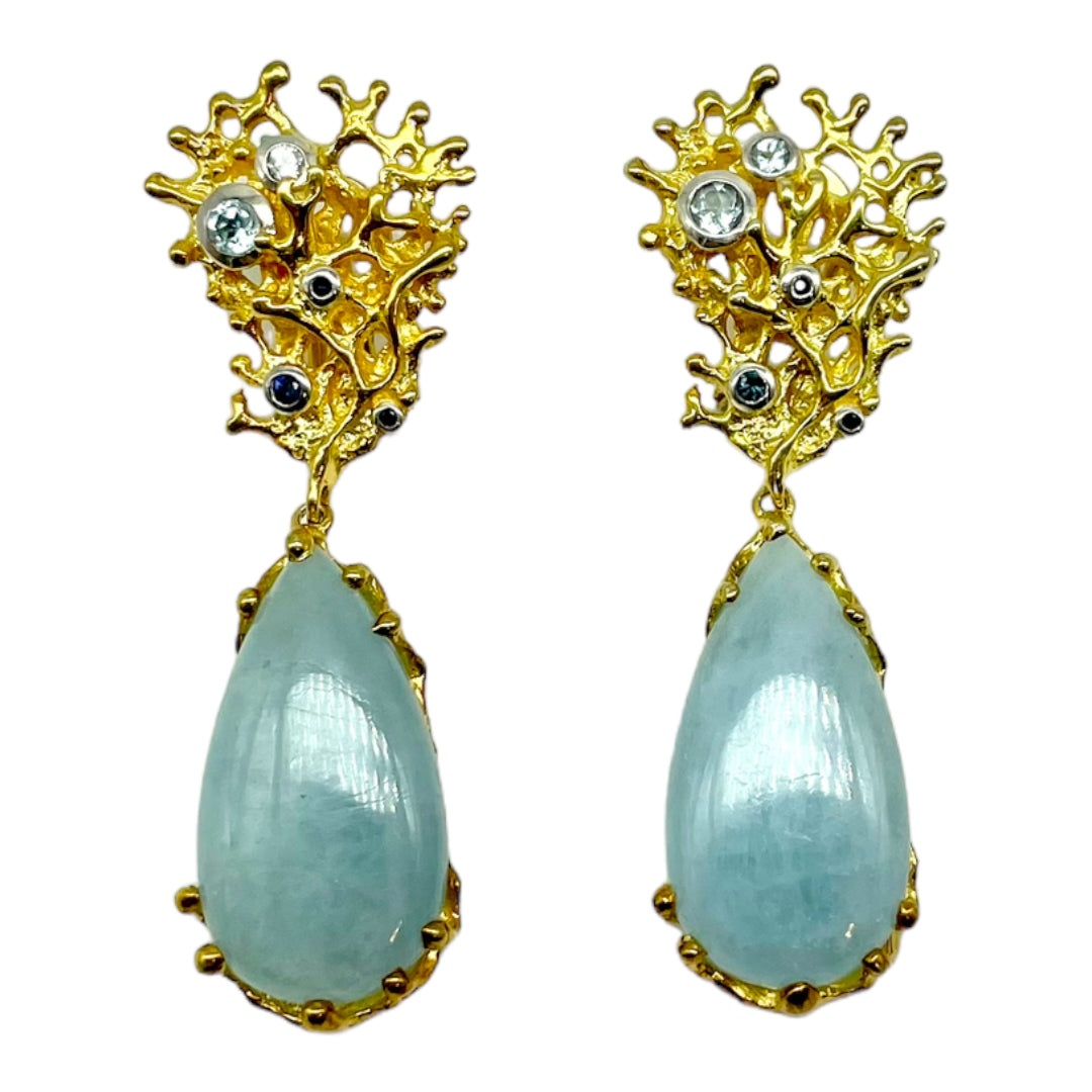 Earrings - Fragments,  Aquamarine