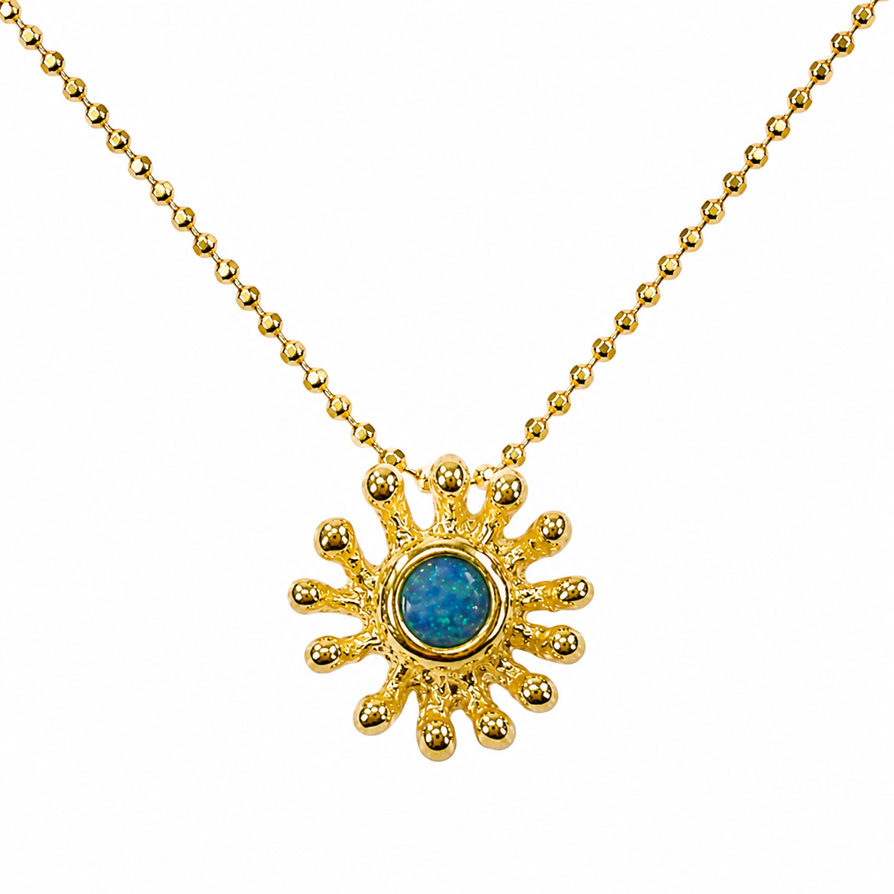 Pendant - Anemone, Australian Doublet Opal, Yellow Gold Finish