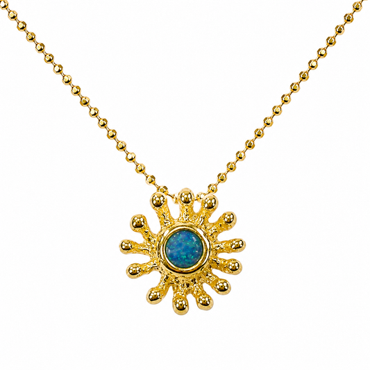 Pendant - Anemone, Australian Doublet Opal, Yellow Gold Finish