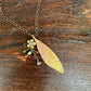 Winged Coppered Cicada with Flower and Beads, includes  Ceramic Case