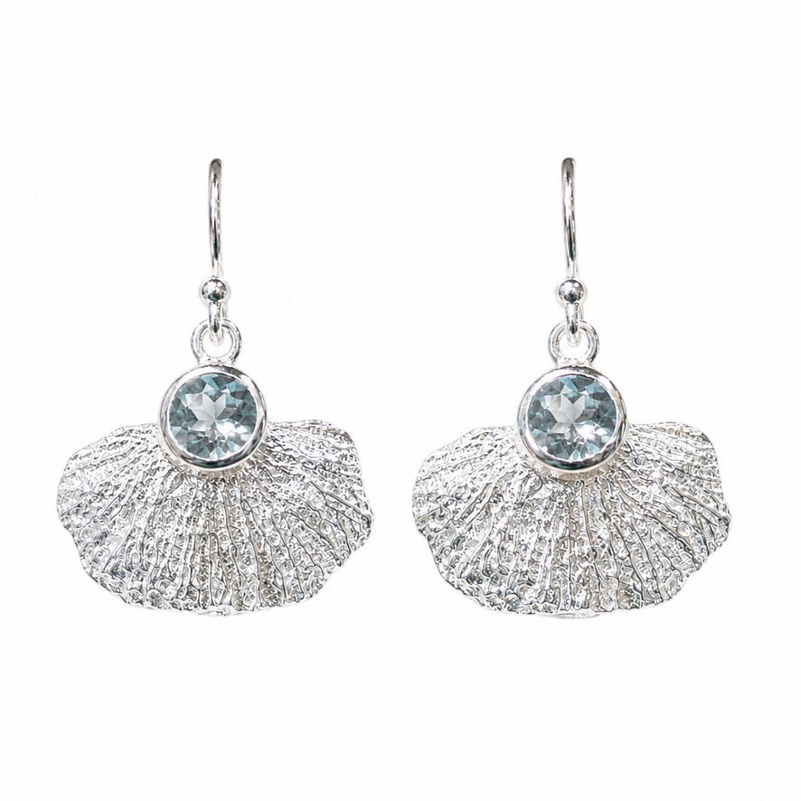 Earrings - Coral Garden, Silver and Blue Topaz