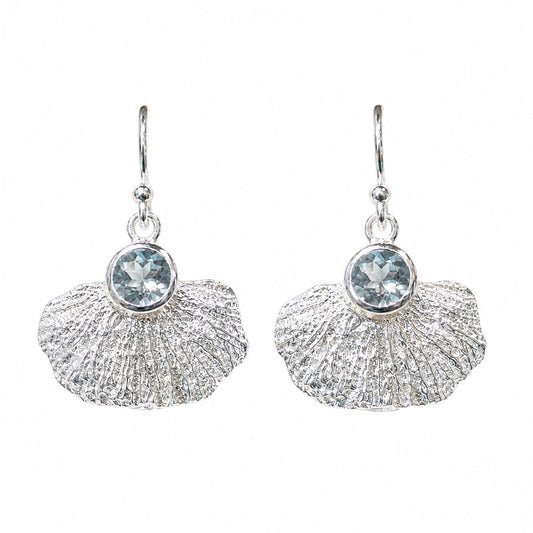 Earrings - Coral Garden, Silver and Blue Topaz
