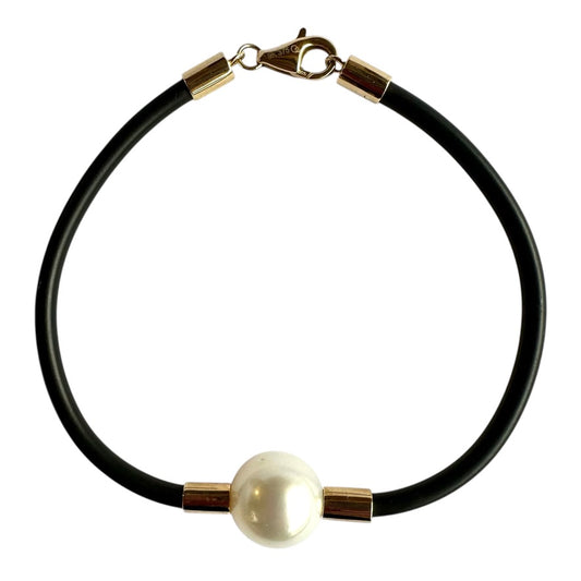Bracelet - Australian South Sea Pearl 12-13 mm 9Kt Yellow Gold 19 cm Neoprene Bracelet 3mm