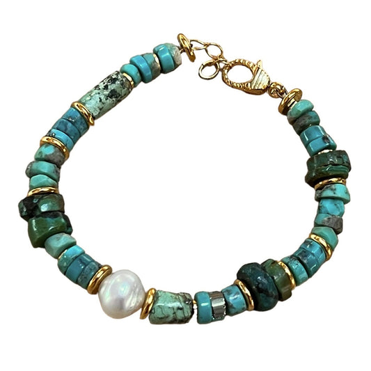 Bracelet - South Sea Broome Pearls and Natural Turquoise