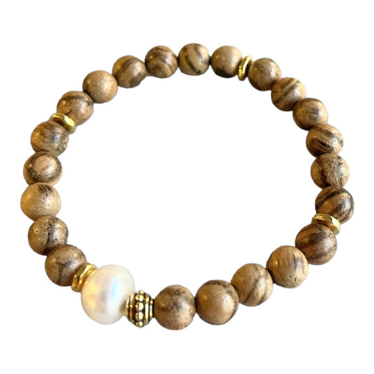 Bracelet Sandalwood and Pearl