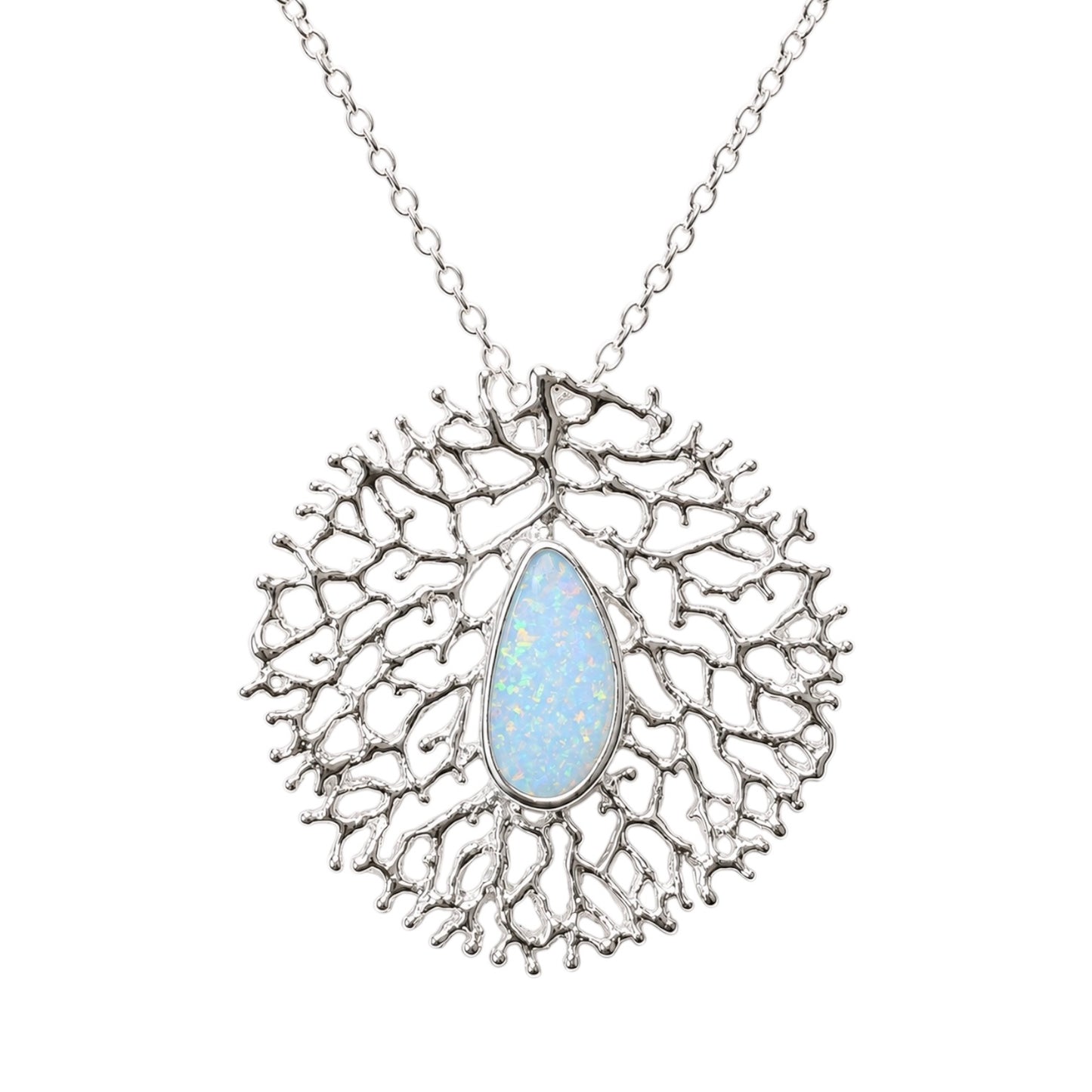 Pendant - Fan of the Sea, Large Silver with Australian Doublet Opal