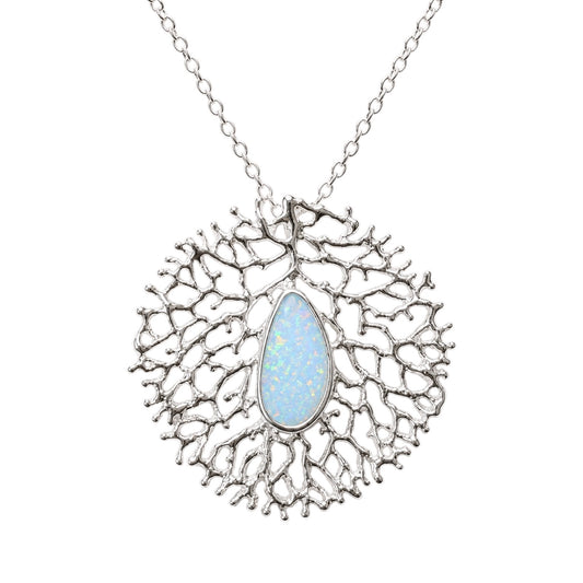 Pendant - Fan of the Sea, Large Silver with Australian Doublet Opal