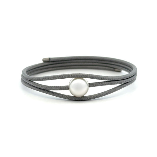 Bracelet - Australian South Sea Pearl 9-10 mm Stainless Steel Magnetic Wrap, Grey/Silver Ends