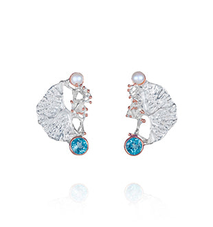 Earrings - Coral Garden,  Blue Topaz