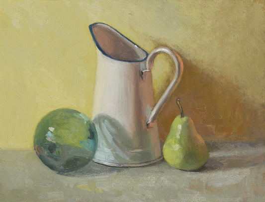 Glass Ball, Jug and Pear, Sketch
