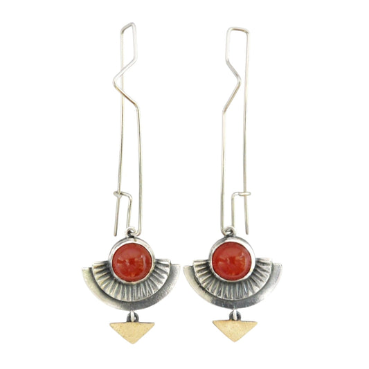 Earrings - Crescent Carnelian Winter