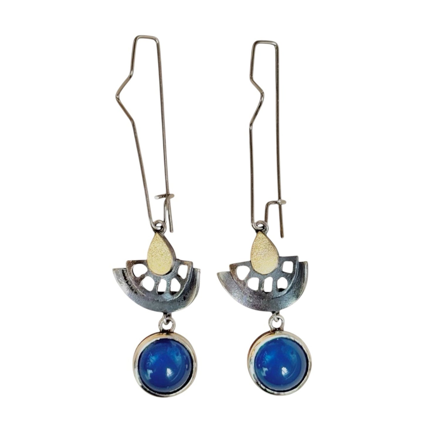 Earrings - Crescent Blue Agate