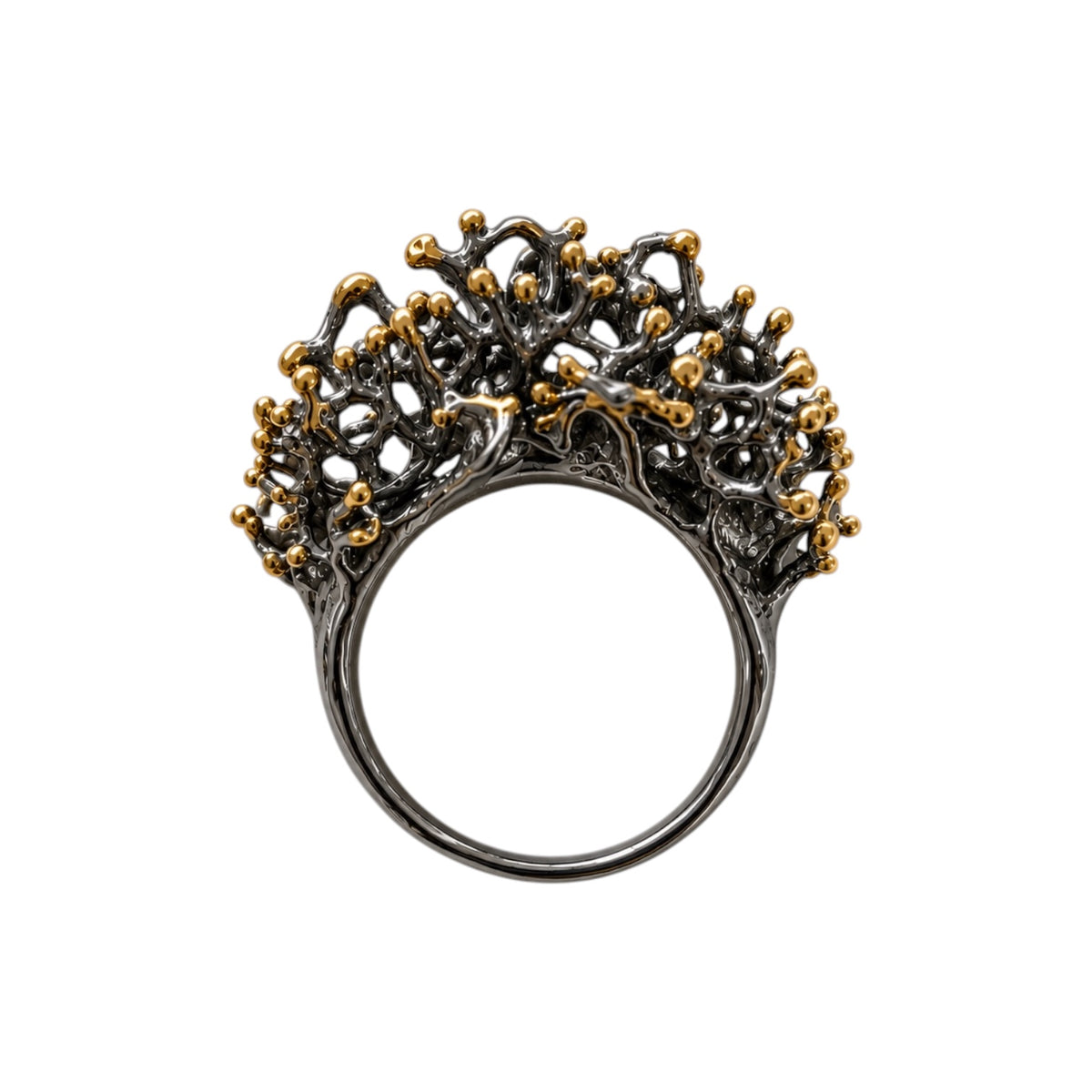 Ring - Fragments, Rhodium Finish with Yellow Gold Accents
