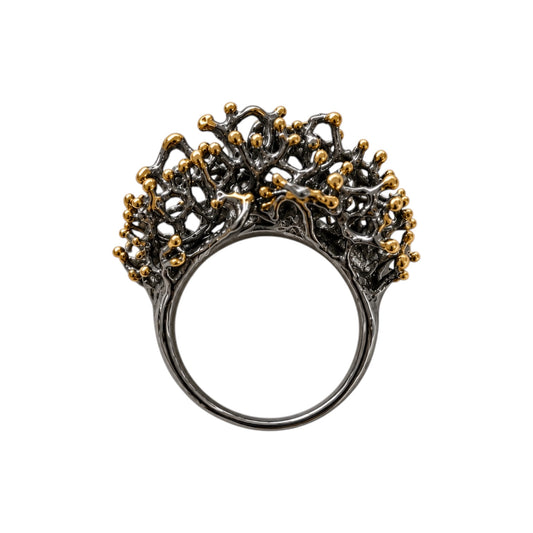 Ring - Fragments, Rhodium Finish with Yellow Gold Accents