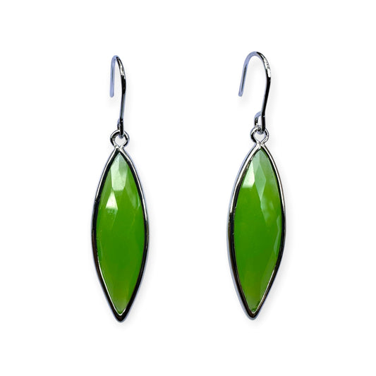 Earrings - Peridot Glass with Sterling Silver Findings