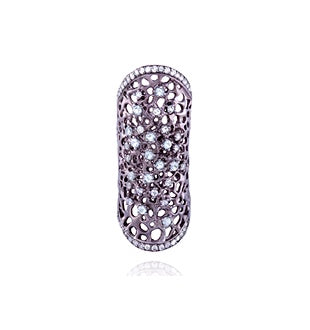 Ring - Fan of the Sea, Rhodium with Topaz