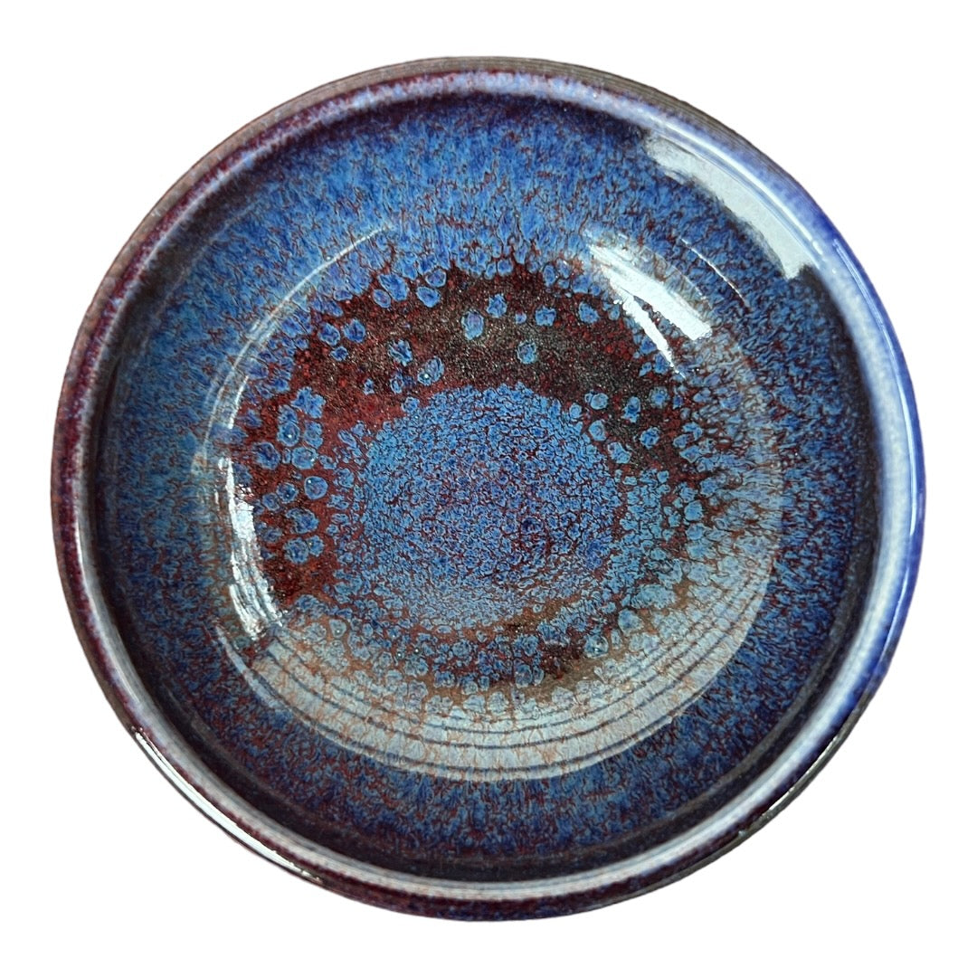 Salt Dish - Blue with Copper Red