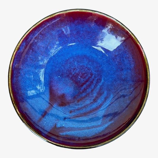 Centrepiece Bowl - Copper Red with Blue Decoration