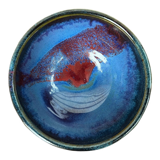 Bowl, Extra Small Round - Blue with Copper Red