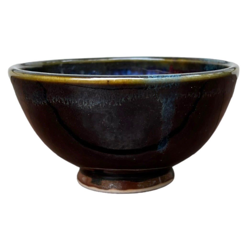 Bowl, Extra Small Round - Blue with Copper Red