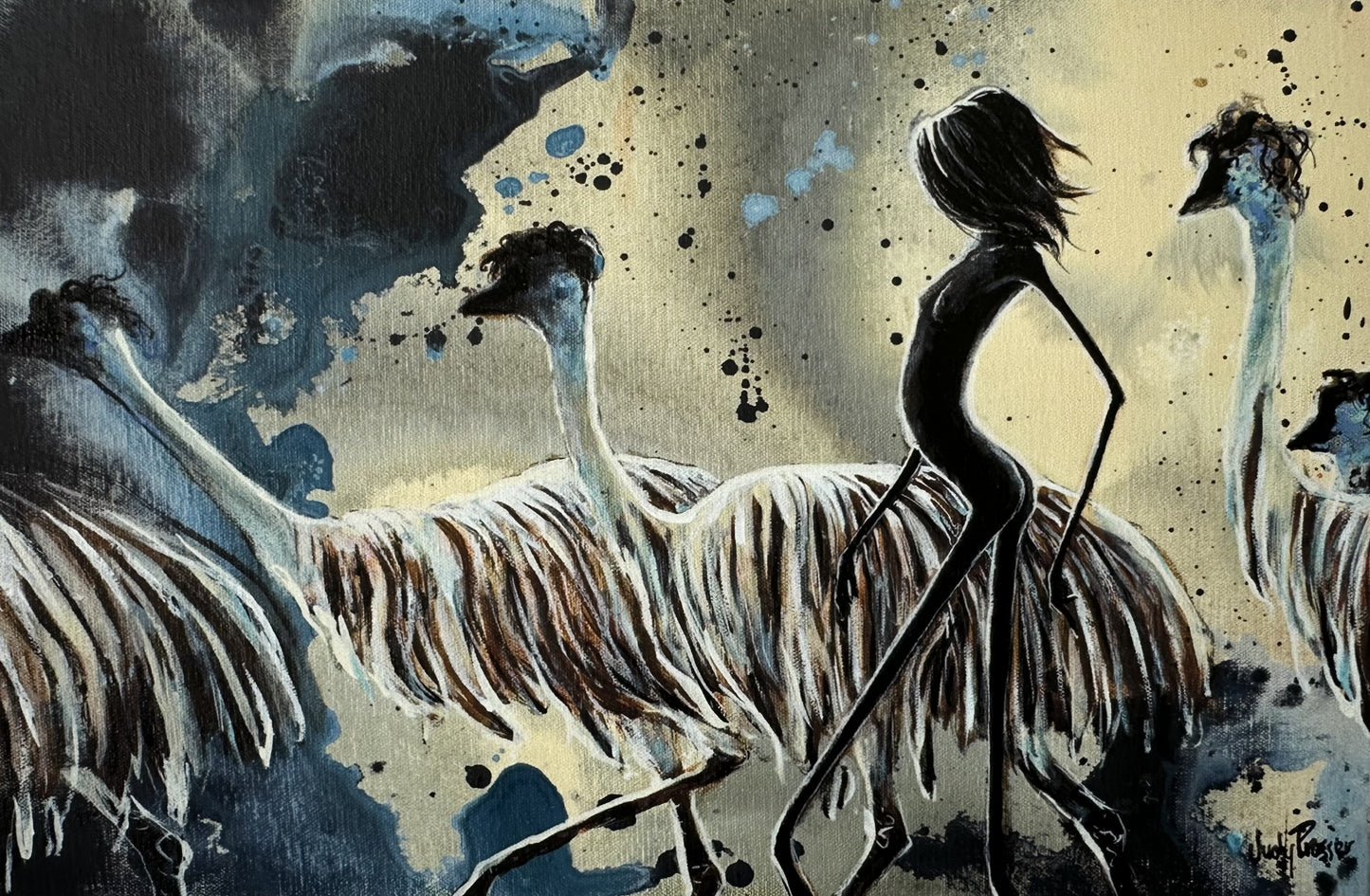 Emus with Girls - Print